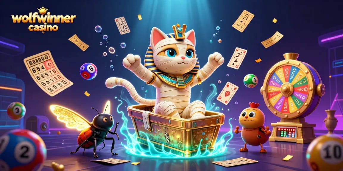 Experience the excitement at wolfwinner casino with a mummy cat and golden elements