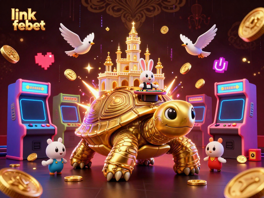 Engage with exciting games at link febet, featuring a vibrant casino scene with interactive elements.