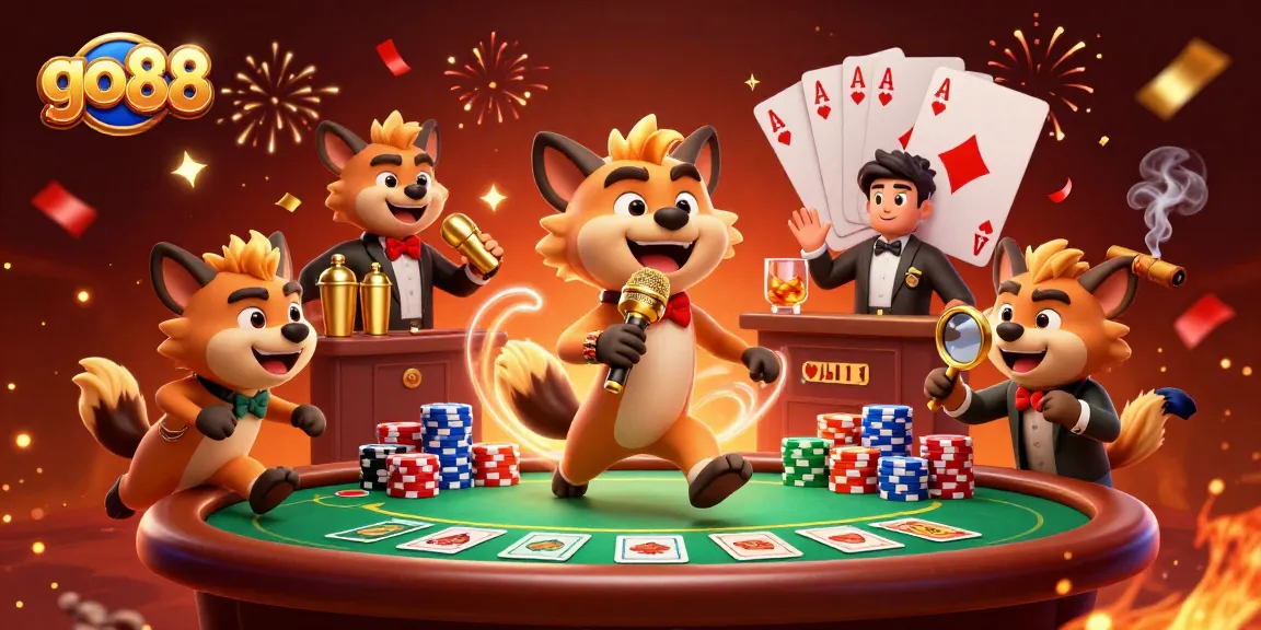 Engage in thrilling gameplay at go 88 with dynamic poker scenes and fun casino characters.