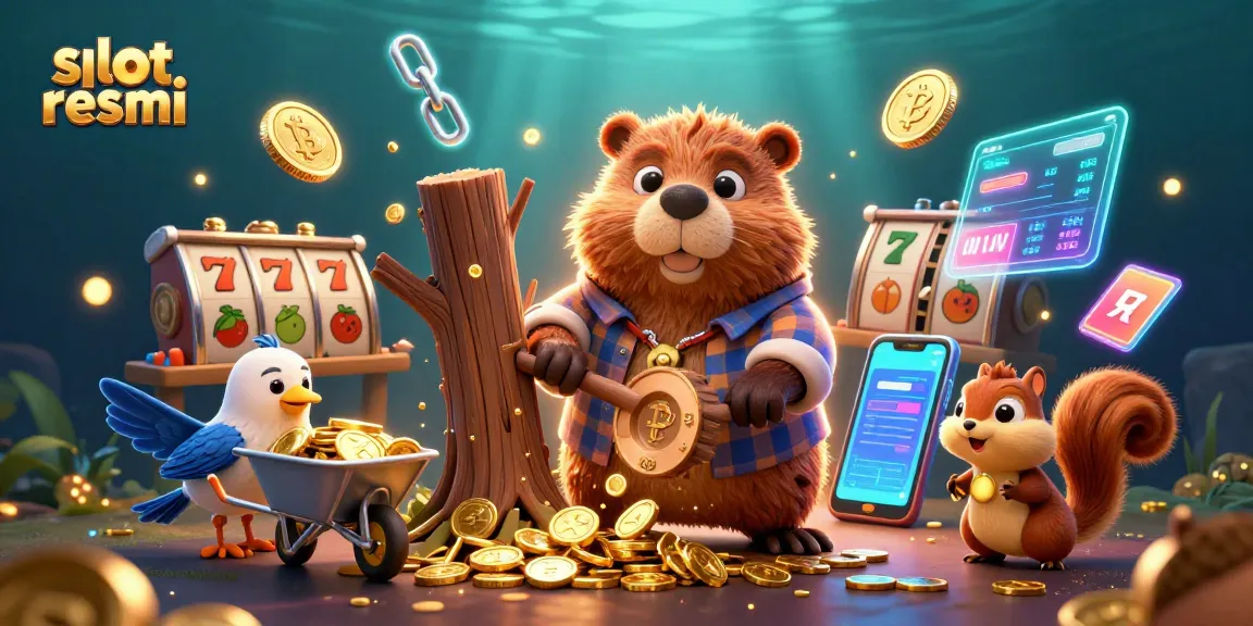 Explore exciting slot resmi game features with a joyful beaver collecting gold coins!