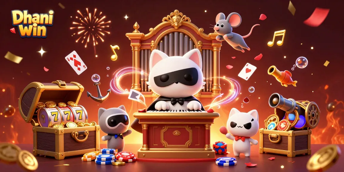 Dive into the excitement of Dhani win with vibrant gaming scenes featuring thrilling casino elements and captivating characters.